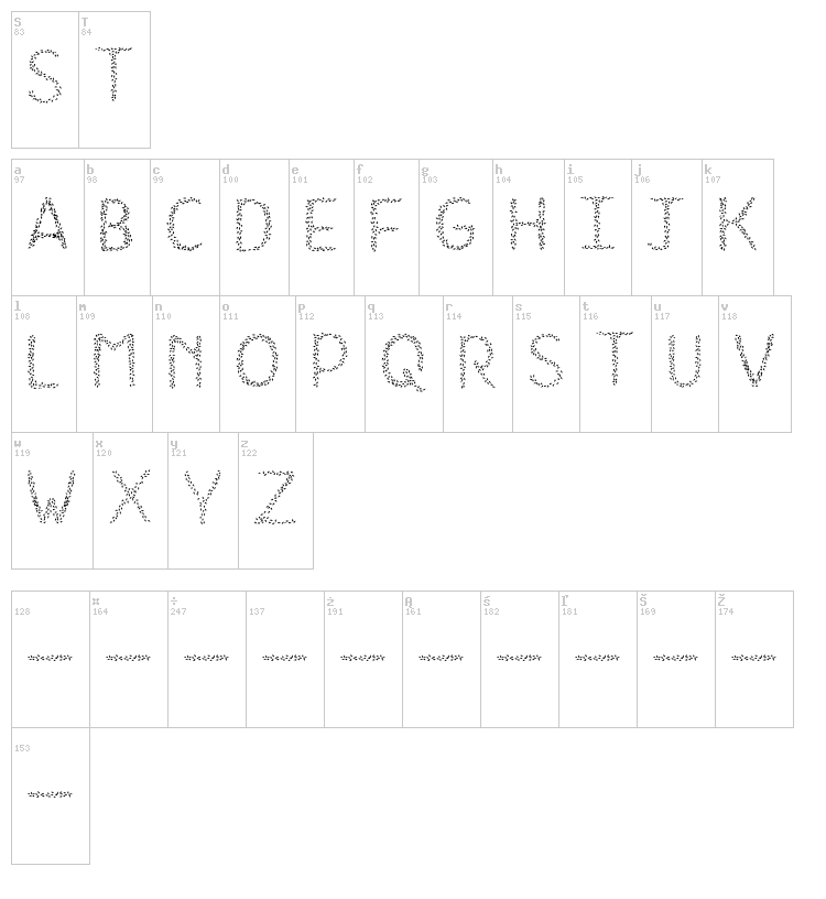 HKH Spring Buds font map